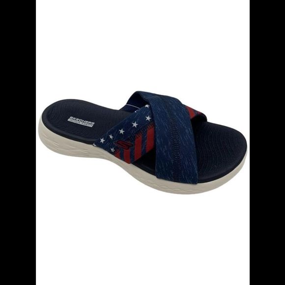 Skechers On-the-GO Washable Slide Sandals Unity Navy/Red - Medium - Picture 1 of 3
